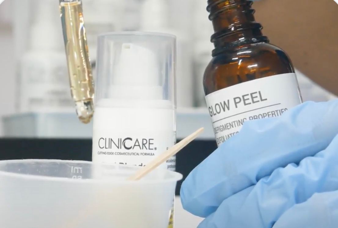 Client during a calming skin treatment